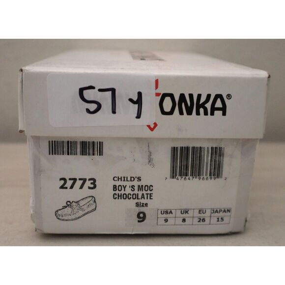 Minnetonka 2773 Boy's Sz 9M Chocolate Brown Suede Slip-On Moccassin Boat Shoes - Picture 12 of 12